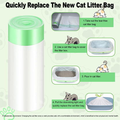 Rastalola Official® 120 Pack Cat Litter Bags with Drawstring, Compatible with Litter Robot 3 & 4, 10-12 Gallons (Sold by Ameroliy-US Store)