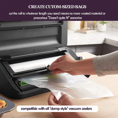 Mesliese Vacuum Sealer Bags Rolls for Custom Fit 8''x16' 3 Pack, Heavy-Duty Thick Food Bag, BPA-Free, Freezable, for Sous Vide, Storing Raw, Cooked Foods| Universal Compatibility