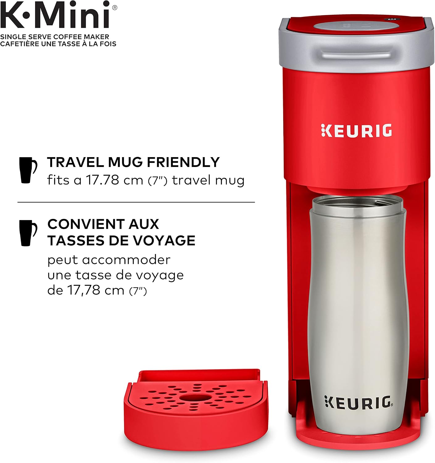 Keurig K-Mini Cafetière à dosettes K-Cup à usage unique, présentant un design ultra-élégant, Rouge Coquelicot
