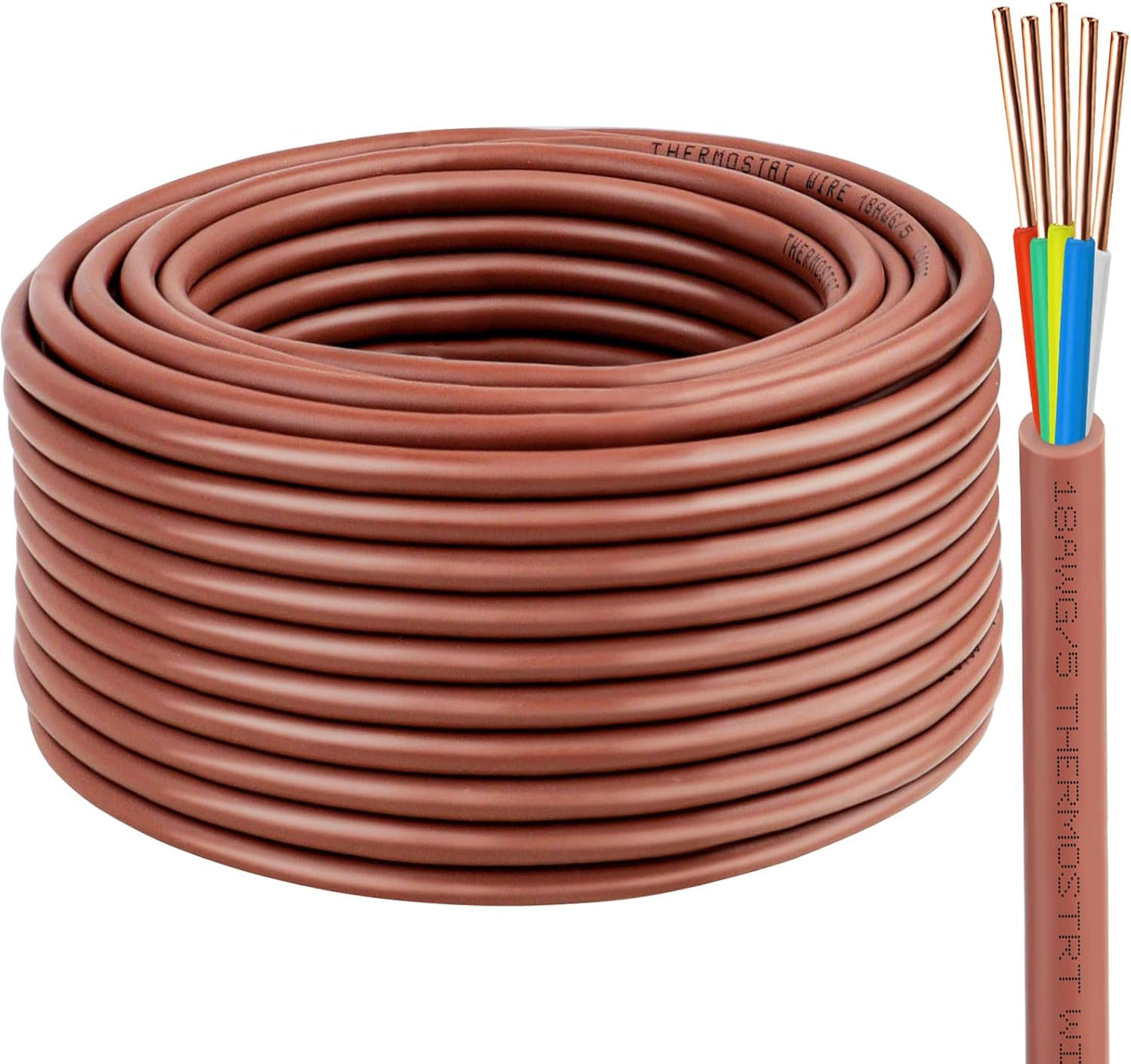 XRDS -RF 18/5 Thermostat Wire - 75 Feet, 5 Conductor Thermostat Cable for HVAC Heating and Cooling - 18 AWG Copper Wire