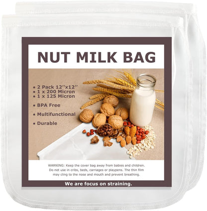 Purilite Select 100% Cotton Nut Milk & Cheesecloth Bags (2 Pack)