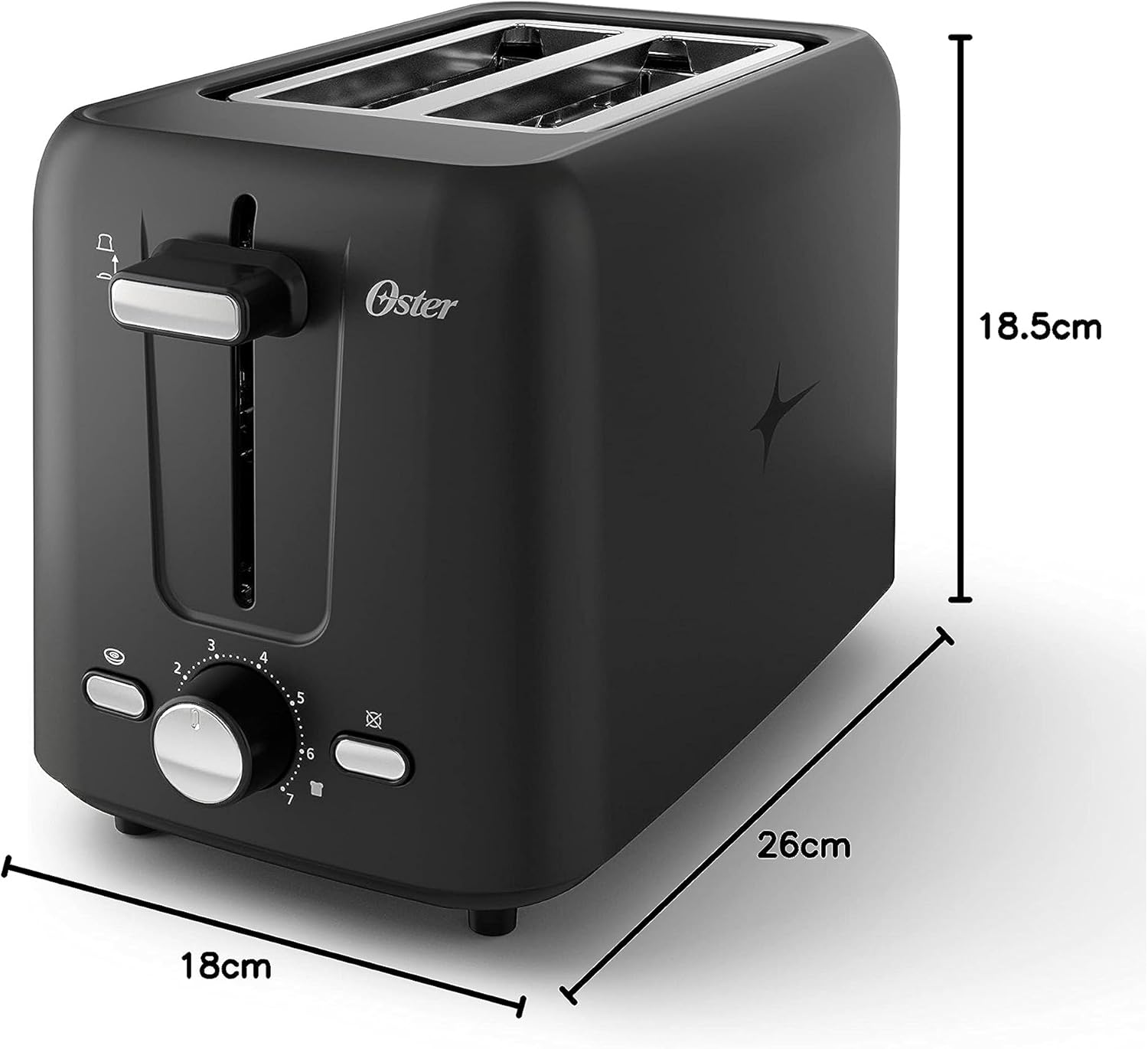 2-Slice Toaster with Custom Bagel Setting and Extra-Wide Slots – 7 Shade Controls, Removable Crumb Tray, Sleek Black Design - PuriLite