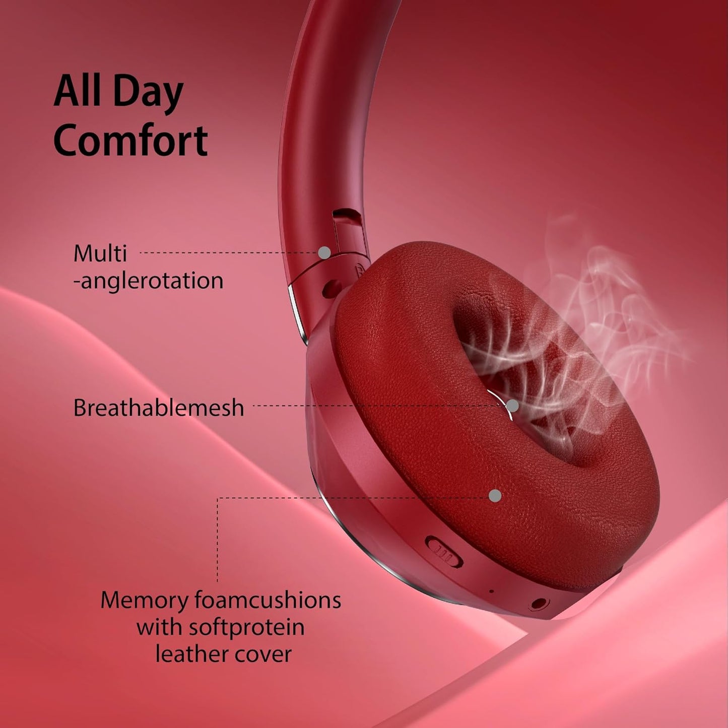 Active Noise Cancelling Headphones, 100H Playtime Headphones Bluetooth Wireless, Bluetooth Headphone Over Ear with Built-in Mic, Wireless Headphone for Travel, Home, Office, Call, Music, Meeting