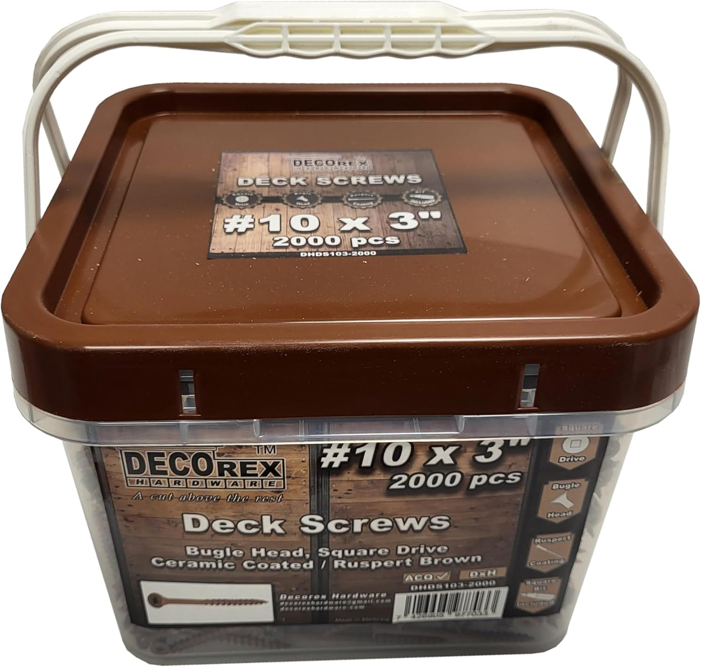 #8 x 3" Deck Screws | Square Drive | Bugle Head | Brown Ruspert | 100pcs Box