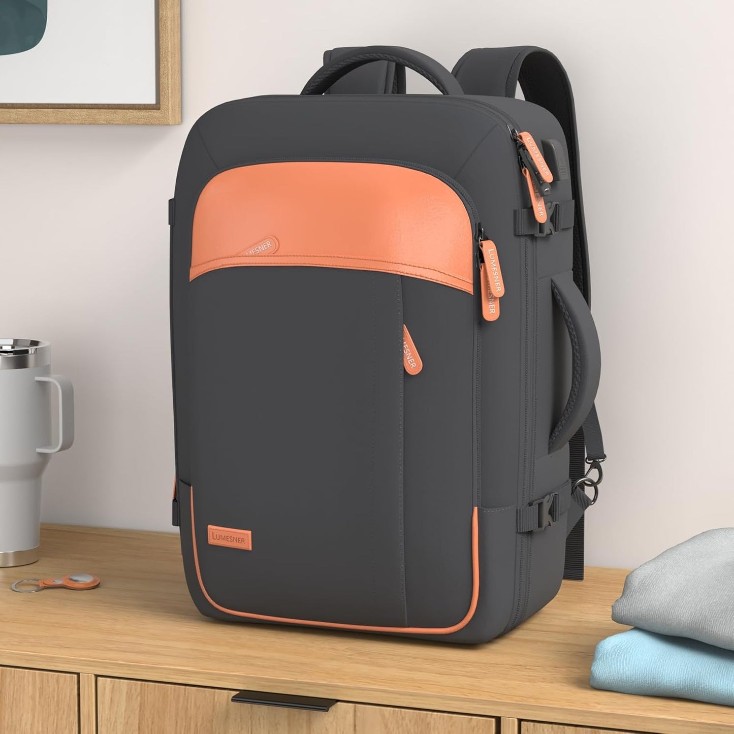 Lumesner Carry on Backpack, Extra Large 40L Flight Approved Travel Backpack for Men & Women