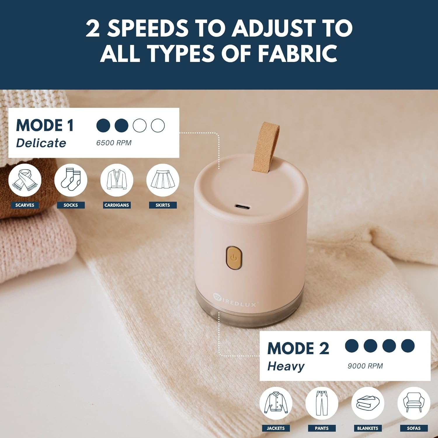 Electric Lint Remover for Clothes and Sweaters, Rechargeable Fabric Shaver with Dual Speed, Portable Pill Remover for Wool, Cotton, and Home Fabrics - PuriLite