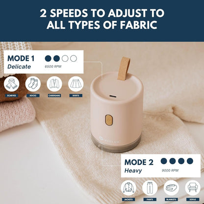 Electric Lint Remover for Clothes and Sweaters, Rechargeable Fabric Shaver with Dual Speed, Portable Pill Remover for Wool, Cotton, and Home Fabrics - PuriLite