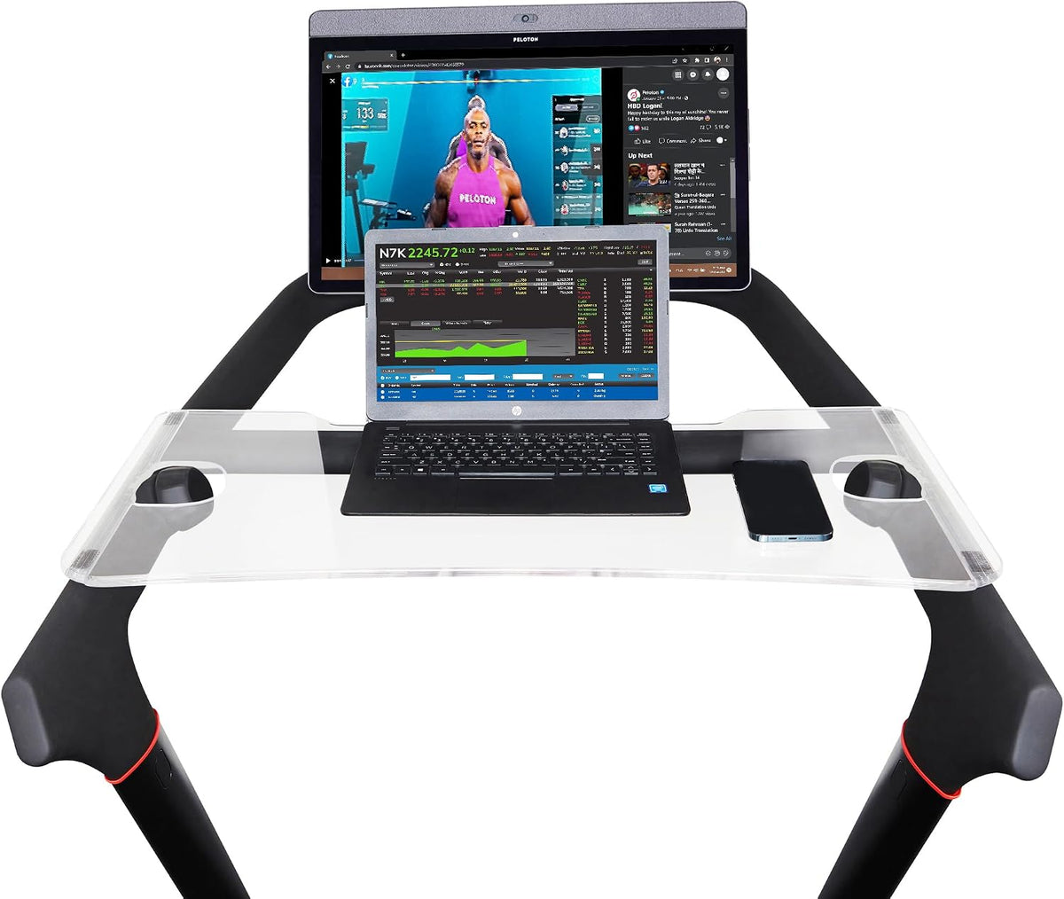 COSPARX Treadmill Tray Compatible with The New Peloton Tread - Walking Tray Holder for Laptop, Tablet, Phone - Easy Mount, Exercise Workstation for Peloton Tread (Acrylic Tray)