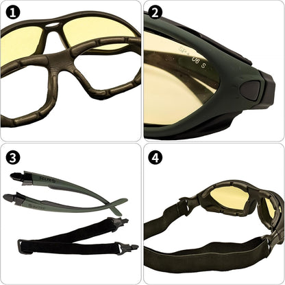 Powersports Glasses Safety Motorcycle Goggle, Anti-fog, Z87 Wrap around, Hunting, Riding, Mowing, Fit Men and Women