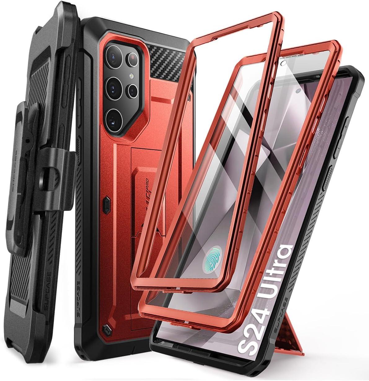 SUPCASE Unicorn Beetle Pro Case for Samsung Galaxy S23 Ultra 5G (2023), [Extra Front Frame] Full-Body Dual Layer Rugged Belt-Clip & Kickstand Case with Built-in Screen Protector (Black)