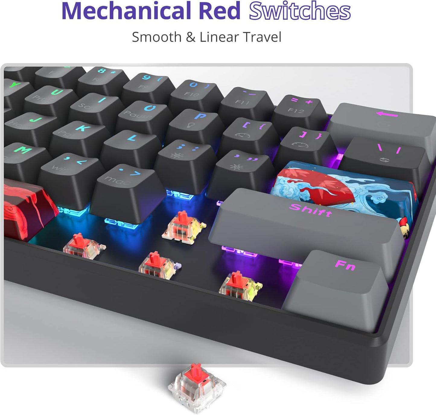 Owpkeenthy Full Size Green Mechanical Gaming Keyboard with Number Pad, Wired 100% Office NKRO Keyboard RGB Backlit 104 Keys with Red Switch for PC Gamer (104 Matcha)