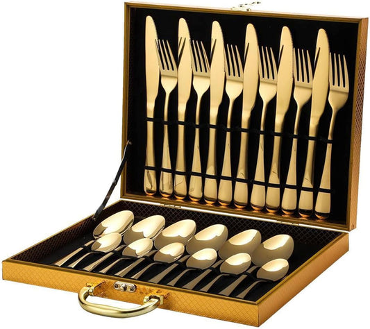 Purilite Select 24-Piece Gold Silverware Set