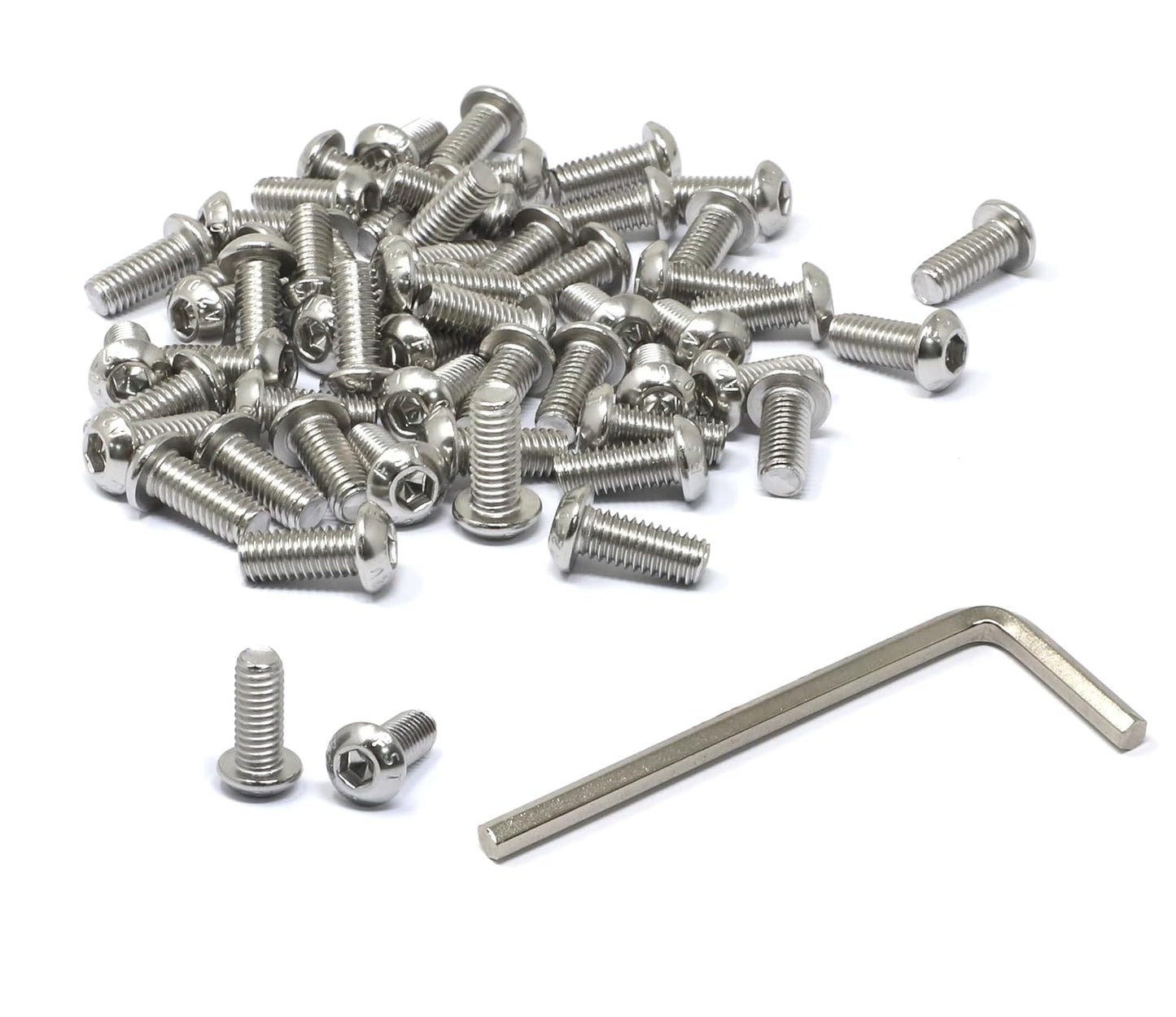 iexcell 50 Pcs M6 x 20mm Thread Pitch 1 mm Stainless Steel 304 Hex Socket Button Head Cap Screws Bolts Kit
