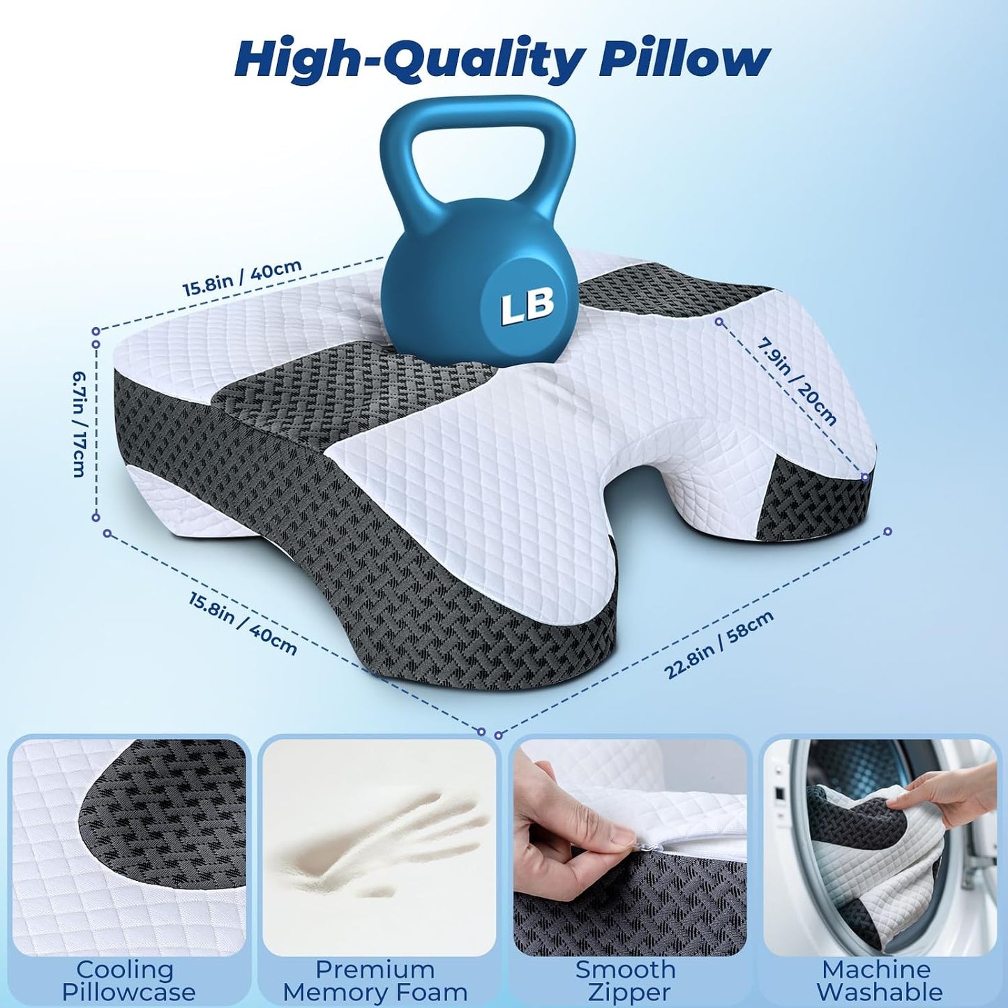 SAHEYER Side Sleeper Pillow with Arm Hole, Memory Foam Shoulder Relief System for Neck Pain, Multi-Angle Armholes Pillow for Many Sleeping Positions, Ergonomic Side Sleeper Support Pillow(White)