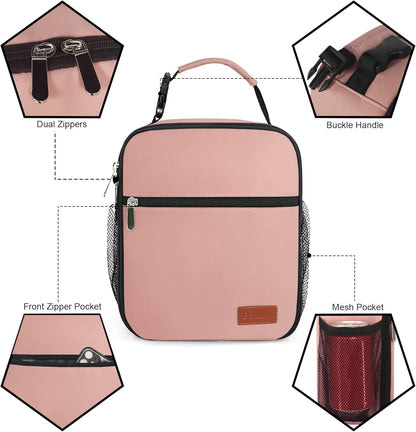 Lunch Box for Men Women Adults Small Lunch Bag for Office Work Picnic - Reusable Portable Lunchbox, Black