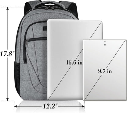 Backpack for Men and Women, School Backpacks for Teen Boys and Girls, Black Water Resistant Back Pack, Business Men Sturdy Computer Bag with USB Charging Port, Gifts