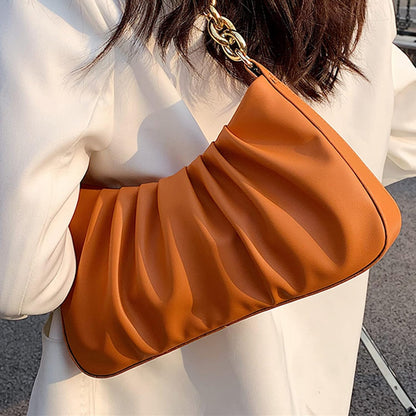 JOLLQUE Shoulder Bag for Women,Small Leather Handbag Purse,Gold Chain Evening Clutch