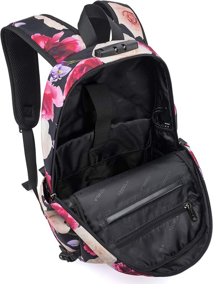 Tzowla Laptop Travel Slim School Backpack Water Resistant Anti-Theft Bag with USB Charging Port and Lock 15.6 Inch Computer Business Backpacks for Men Women College Student Gift,Bookbag Casual Daypack