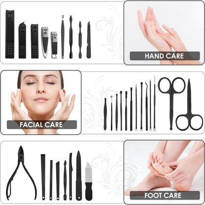 WOAMA Manicure Set 30 in 1 Nail Clipper Set Nail Kit for Women Men Stainless Steel Manicure Kit Professional with Travel Case