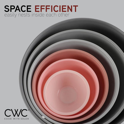 COOK WITH COLOR Mixing Bowls with TPR Lids - 12 Piece Plastic Nesting Bowls Set Includes 6 Prep Bowls and 6 Lids, Microwave Safe Mixing Bowl Set (Mint)