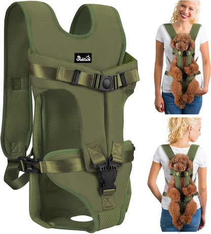 SlowTon Dog Carrier Backpack for Small Medium Dogs, Legs Out & Easy-Fit Dog Cat Puppy Front Carriers Bag for Pet Up to 35lbs, Adjustable Breathable Pet Backpack for Traveling Camping Hiking