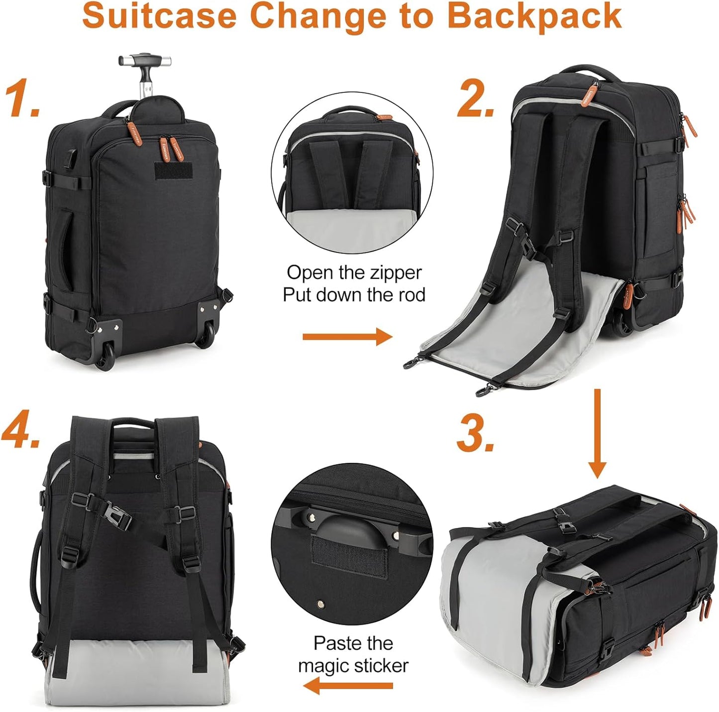 Lumesner Carry on Backpack, Extra Large 40L Flight Approved Travel Backpack for Men & Women