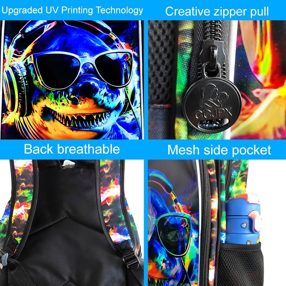 3pcs Backpack for Boys and Girls, 16” Kids Kindergarten Bookbag with Lunch Box, Cute Elementary Backpacks for Boy Girl