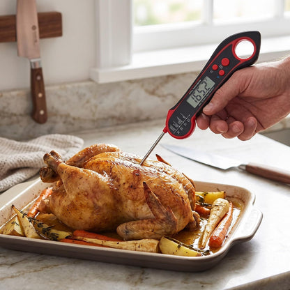 RIZGHWOY Meat Thermometer, Waterproof, Foldable, 500C Heat Tolerant | Magnetic Mount, Waterproof Design, Foldable Probe, Read, 572F Range, For Home Grillers & Bakers
