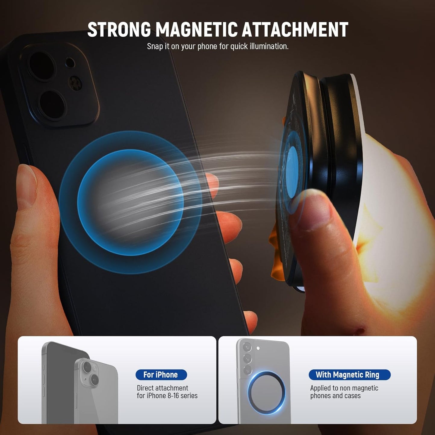 NEEWER BASICS Magnetic Selfie Light Compatible with MagSafe iPhone, CRI95 700lx/0.3m Folding LED Phone Fill Ring Lighting with Mirror for Zoom Makeup Photography Recording Video Conference,White NL48B
