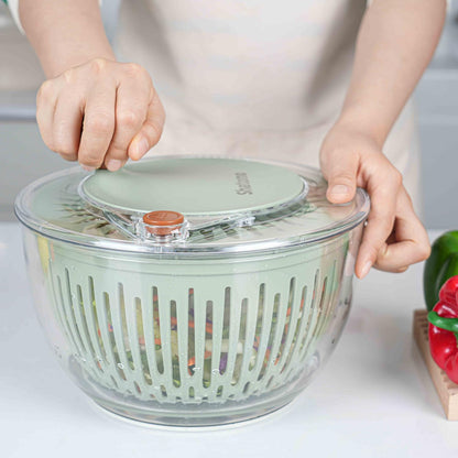 Shatomo Salad Spinner, Large 5L Easy to Use Lettuce Spinner, Fruit and Vegetable Spinner with Non-Slip Base, Drain and Stop Button