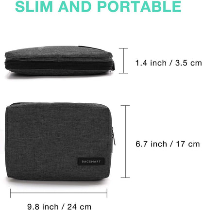 BAGSMART Electronic Organizer, Travel Cable Organizer Double Layer Electronics Accessories Cases Portable for Tablet 7.9", USB Drive, Cords, Black