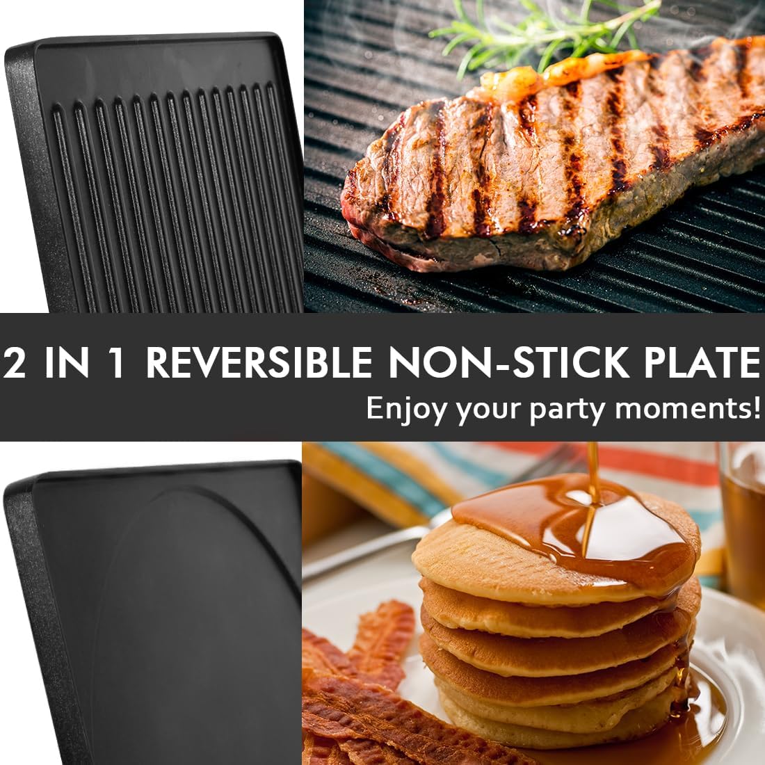 Raclette Table Grill, CUSIMAX Electric Indoor Grill, Portable Korean BBQ Grill with 2 in 1 Reversible Non-stick Plate& Natural Grill Stone, 1500W Electric Party Grill, 8 Raclette Pans& Wooden Spatulas