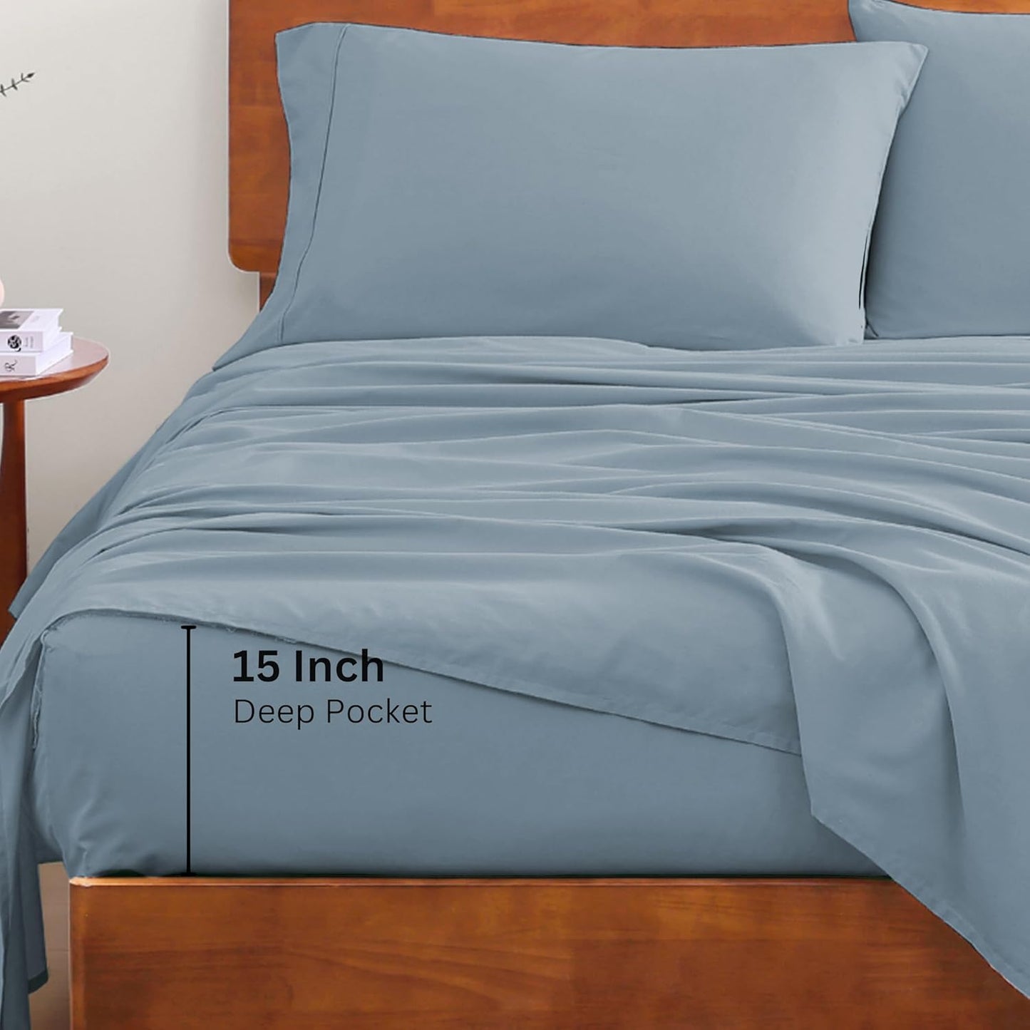 Lane Linen 100% Organic Cotton Queen Sheet Set, 4-Piece Percale Bed Sheets for Queen Bed - Soft, Breathable, Hypoallergenic, Deep Pocket Fits Mattress Up to 15" Deep, Hotel Quality Sheets - White