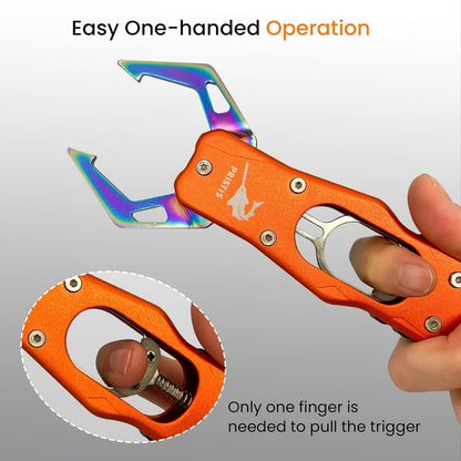 Pristis High Strength Fish Gripper, Heavy Duty Stainless Steel Fishing Lip Grabber with Lightweight Aluminum Handle, Hook Remover Holder for Caught Fish, Mouth Grab Grip Tool for Freshwater Saltwater