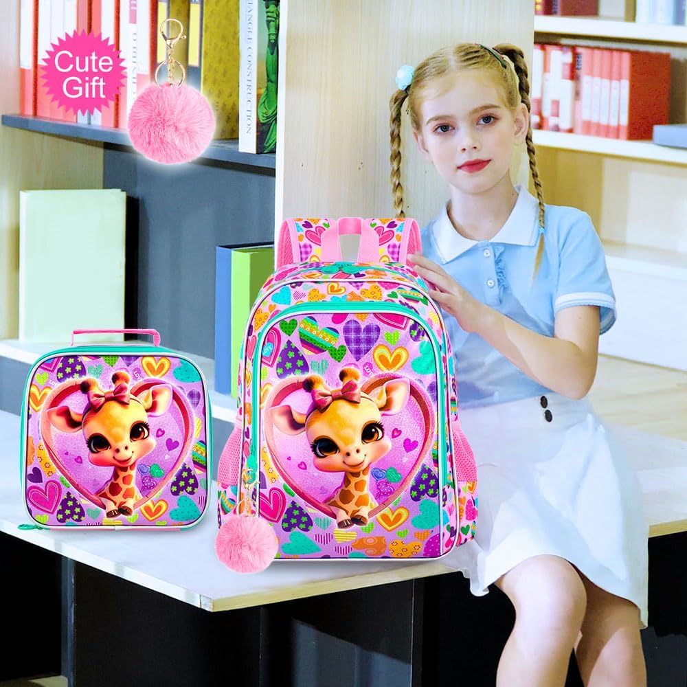 3pcs Backpack for Boys and Girls, 16” Kids Kindergarten Bookbag with Lunch Box, Cute Elementary Backpacks for Boy Girl