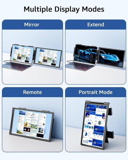 Yodoit Laptop Screen Extender, 1920×1200 14" FHD Travel Monitor with USB Type