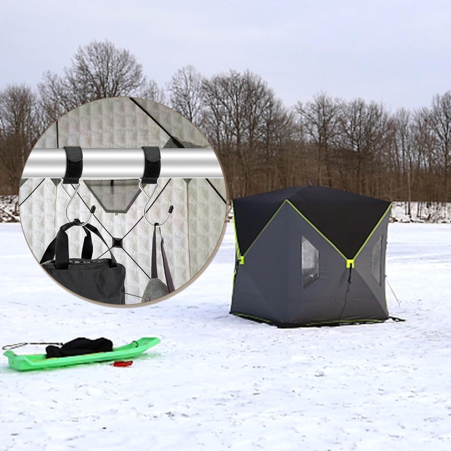 RunNico 14Pcs Ice Fishing Shelter Coat Hooks-Heavy Duty Ice Fishing Shelters Accessory for Ice Fishing Tent Outdoor Camping Hunting