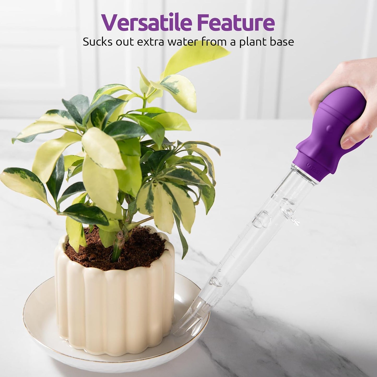 U-Taste 1.5oz Angled Turkey Baster - 228.2ºF Heat Resistant Food Grade Silicone Large Octopus Bulb Baster Set with Cleaning Brush for Cooking Basting Meat Poultry Beef Chicken (Black)