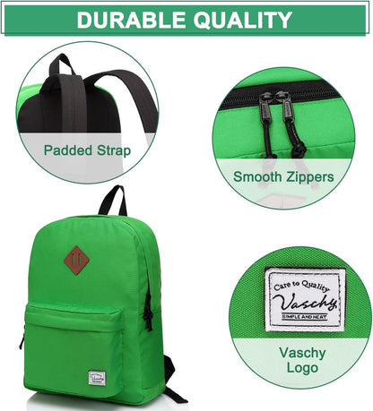 School Backpack for Kids, VASCHY Lightweight Water Resistant Casual Schoolbag Daypack for Men Women Teen Boys Girl Bookbag