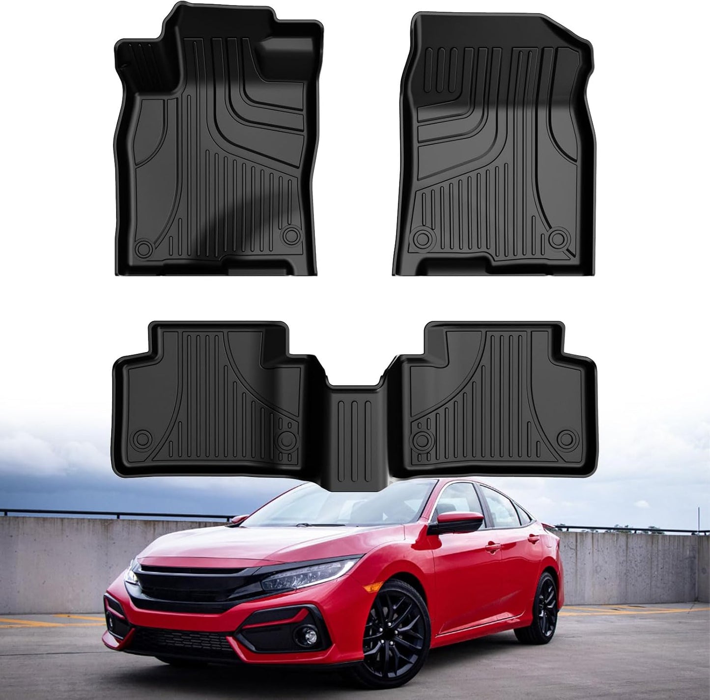 AOMSAZTO Floor Mats & Trunk Mat for 2024 2025 Chevy Equinox EV (Non Fuel),TPE All Weather Protection 2 Rows Car Floor Liners with Cargo Liner for Chevrolet Equinox EV (Non Fuel)