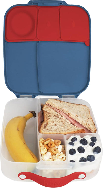 b.box 5-Compartment bento Style Lunch Box for Kids, Toddlers, Childrens, BPA-Free Food Storage Container with Cooler Pack, ON-The-GO Food Box with Handles Included Custom Divider, Lemon Twist