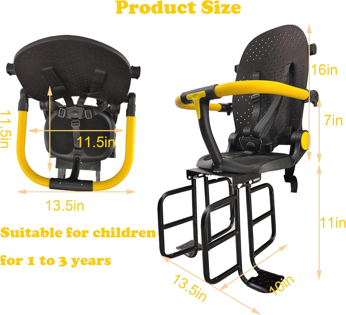 Rear Mount Bike Kids Seat for Adult Bike,Safe Rear Mount Child Bike Seat Fits All Bicycle Rear Frames, for 2-5 Years Old, 60lbs