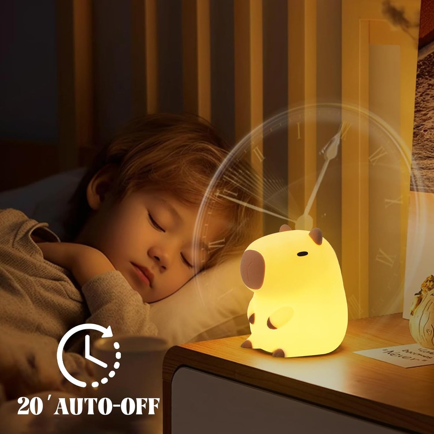 YuanDian Capybara Night Light - Adorable Gift for Women, Teen. Decorate Bedroom with Cute Silicone Capybara Nightlights Christmas for Girls and Boys