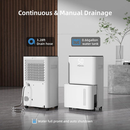 HOGARLABS 32 Pints Home Dehumidifier for Basement Continuous Dehumidify, Intelligent Humidity Control,Smart Dehumidifier with Drain Hose for Liveroom, Bedroom & Bathroom.