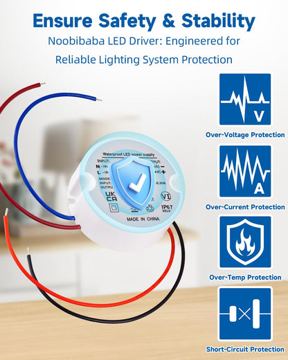 12V Power Supply 50W, IP67 Waterproof LED Transformer 120V to 12V DC for G4 MR11 MR16 LED Light, 12 Volt Power Supply LED Driver for LED Strip Lights