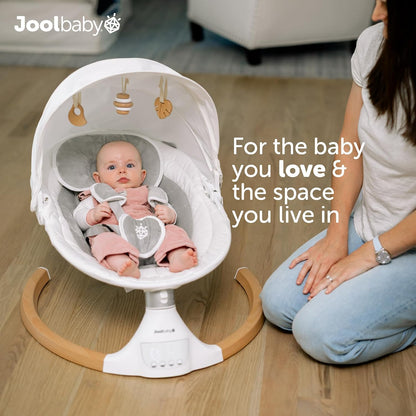 Jool Baby Nova Nature Baby Swing for Infants – Bluetooth Music, Remote Nature-Inspired Design Complements Your Space - Keep Baby Happy While Getting Things Done – Side-to-Side Gentle Motion