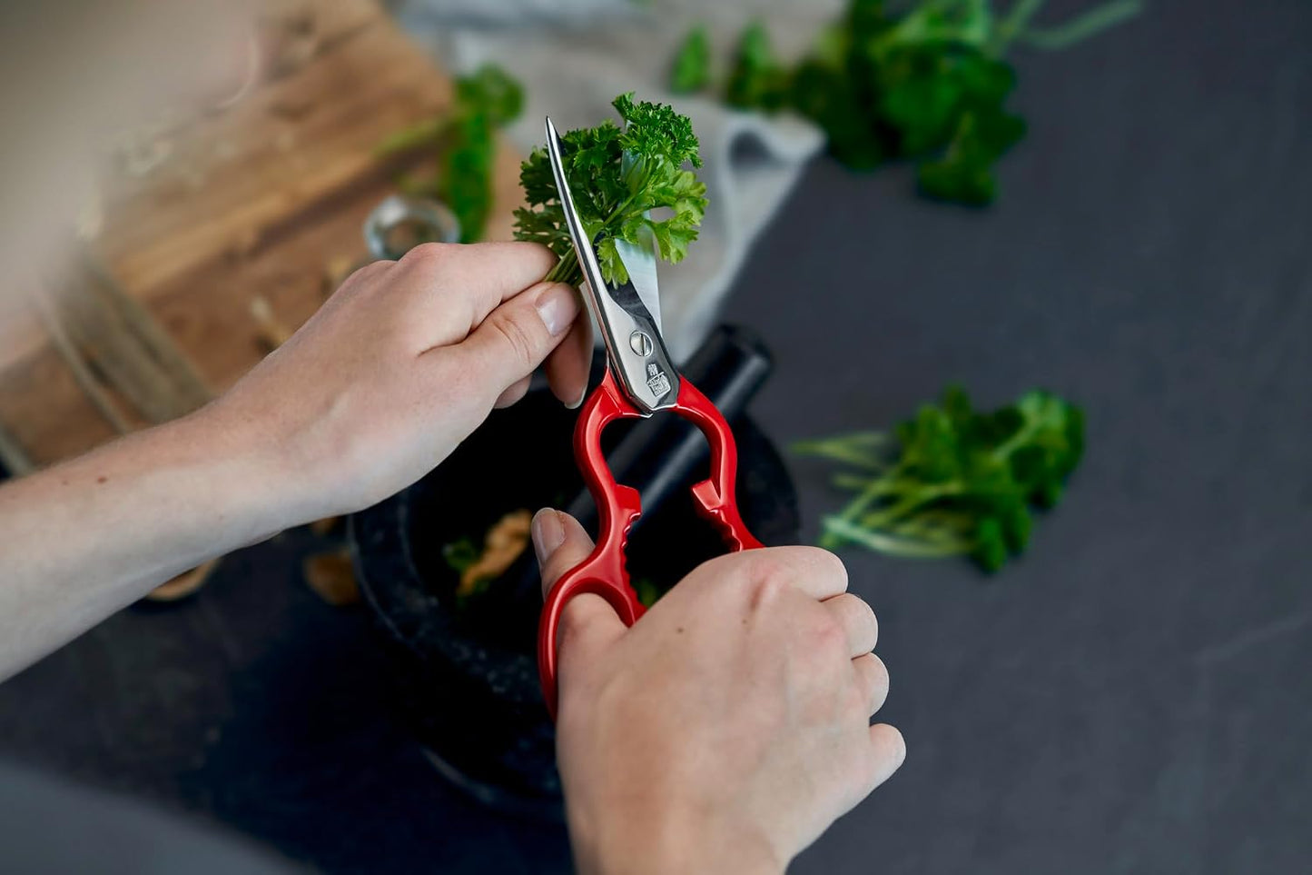 ZWILLING Stainless Steel Kitchen Shears, Multi-Purpose Scissors - Cap Opener, Lid Opener, Bottle Opener, Red, 8", 1005709