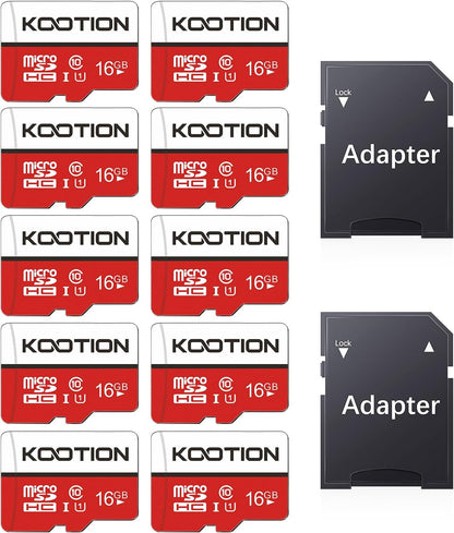 KOOTION 10 Pack 16 GB Micro SD Card Class-10 Micro SDHC Card 16 GB UHS-I High Speed TF Card R Flash C10 U1 Memory Card