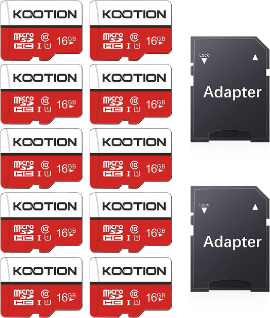 KOOTION 10 Pack 16 GB Micro SD Card Class-10 Micro SDHC Card 16 GB UHS-I High Speed TF Card R Flash C10 U1 Memory Card