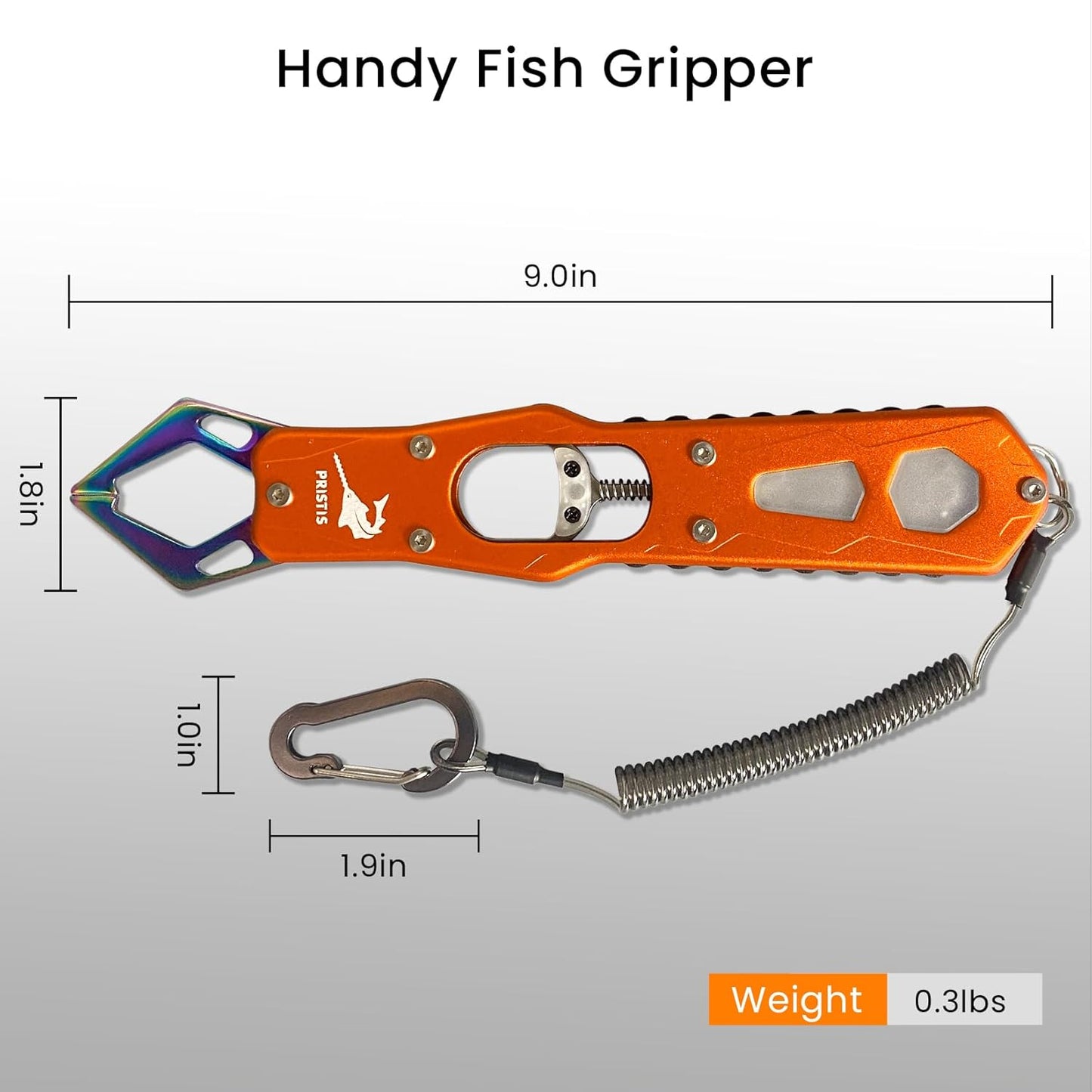 Pristis High Strength Fish Gripper, Heavy Duty Stainless Steel Fishing Lip Grabber with Lightweight Aluminum Handle, Hook Remover Holder for Caught Fish, Mouth Grab Grip Tool for Freshwater Saltwater